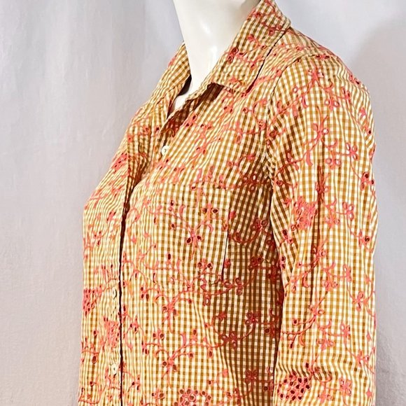 Gingham And Eyelet Button-Down Shirt | Anthropologie - Picture 3 of 9